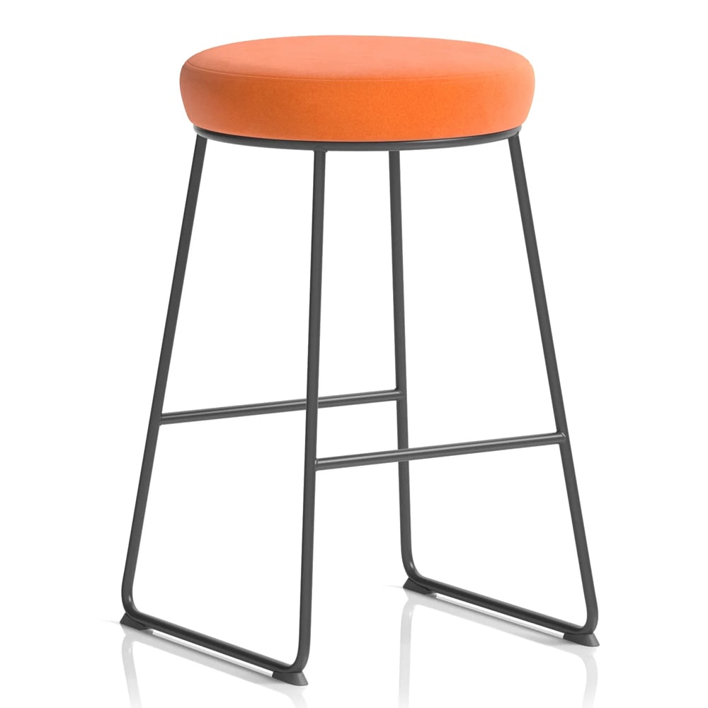 Teaneck Fabric Stool With Metal Frame In Burnt Orange