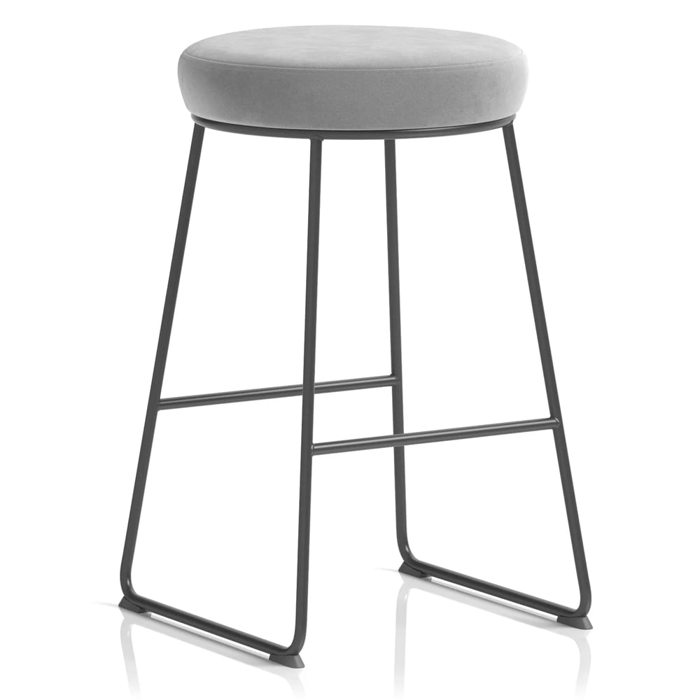 Teaneck Fabric Stool With Metal Frame In Grey