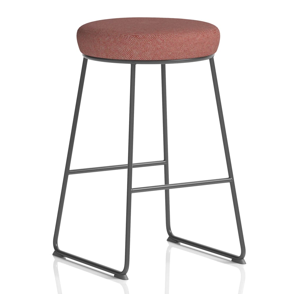 Teaneck Fabric Stool With Metal Frame In Rivet Forge