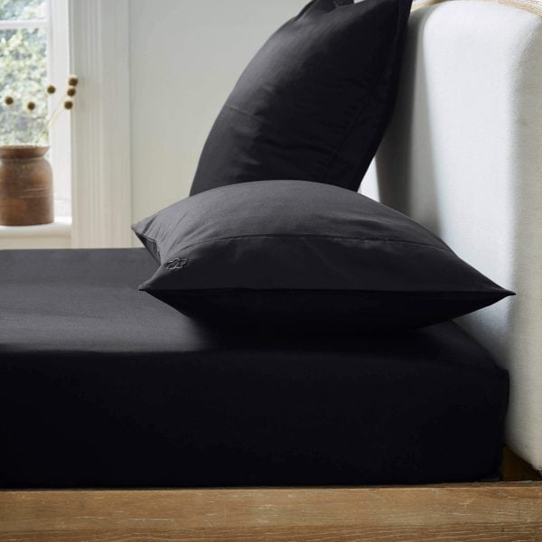 Ted Baker 250 Thread Count Plain Dye Kingsize Fitted Sheet Black | Bed Sava
