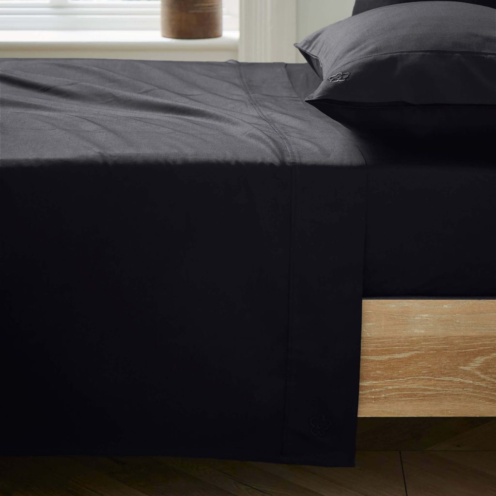 Ted Baker 250 Thread Count Plain Dye Kingsize Flat Sheet, Black