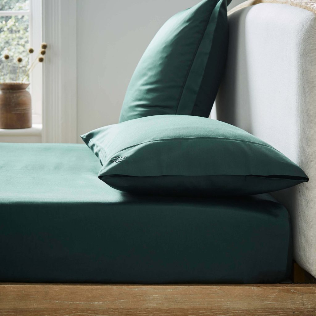 Ted Baker 250 Thread Count Plain Dye Super Kingsize Fitted Sheet, Forest