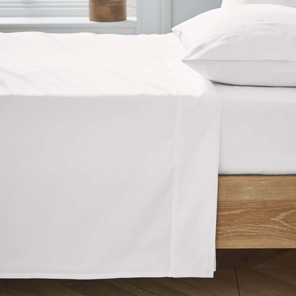 Ted Baker 250 Thread Count Plain Dye Double Flat Sheet, White