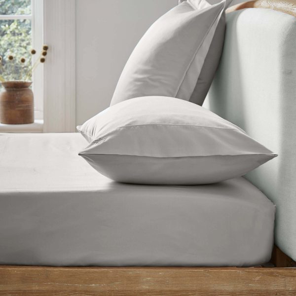 Ted Baker 250 Thread Count Plain Dye Super Kingsize Fitted Sheet Silver | Bed Sava
