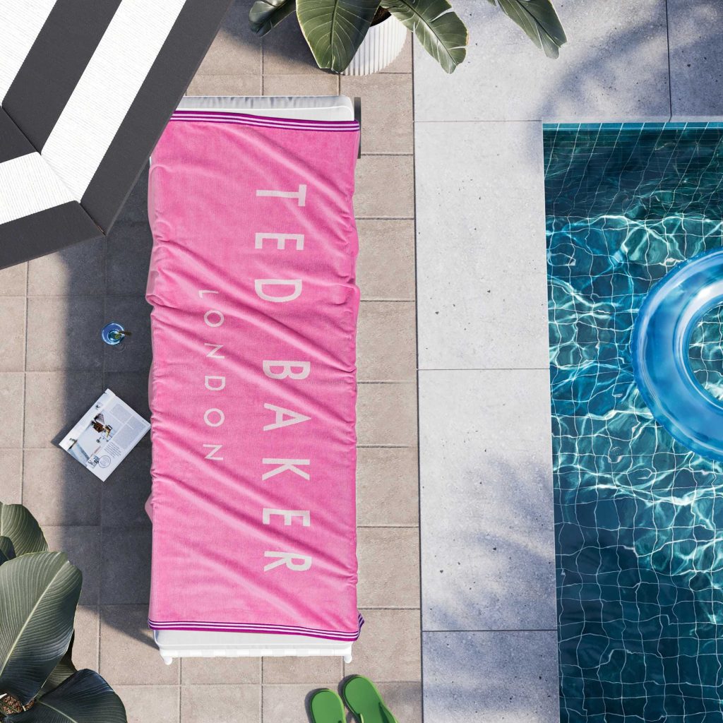 Ted Baker Logo Beach Towel, Pink