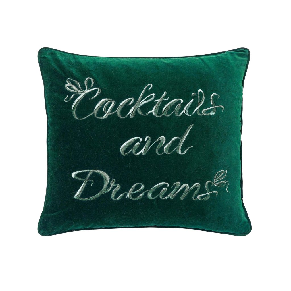 Ted Baker Cocktails & Dreams Embroidered Cushion 45cm x 45cm, Forest