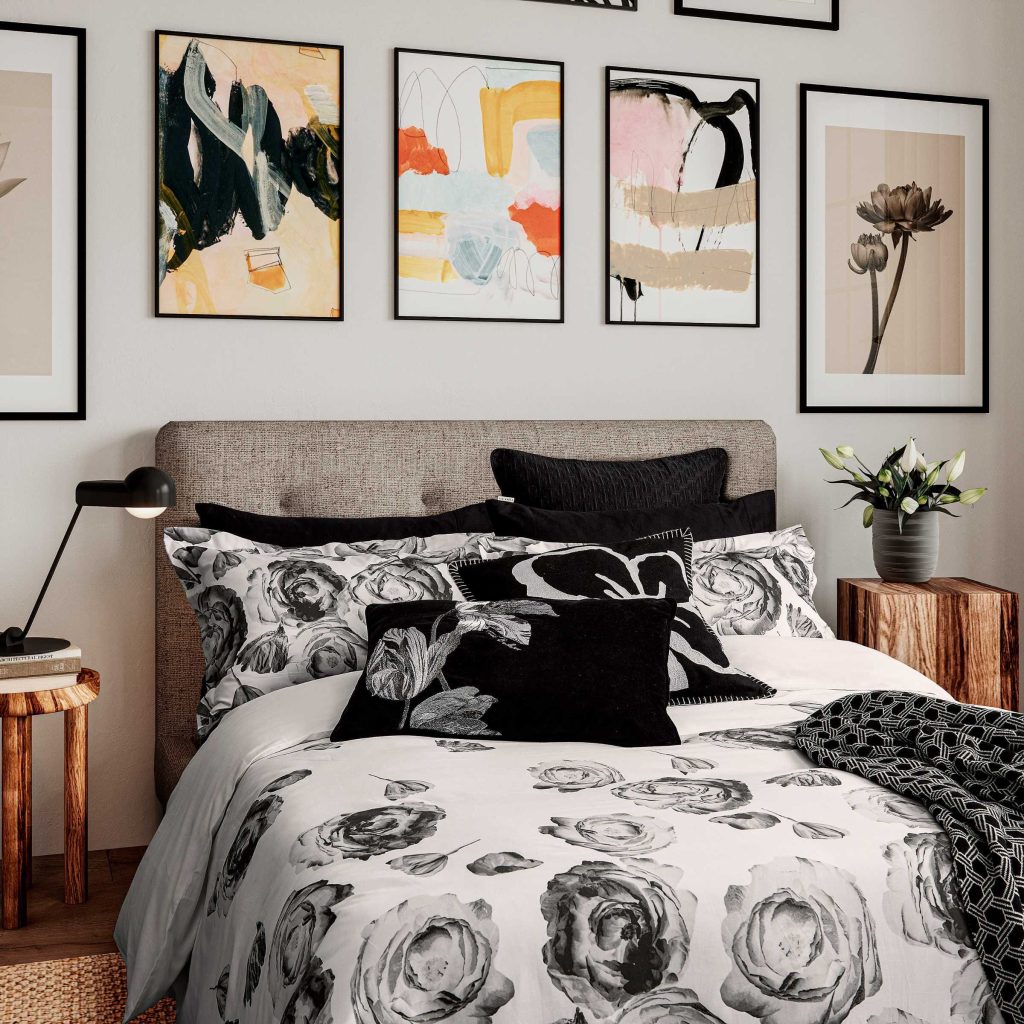 Ted Baker Mono Floral Double Duvet Cover Set, Mono