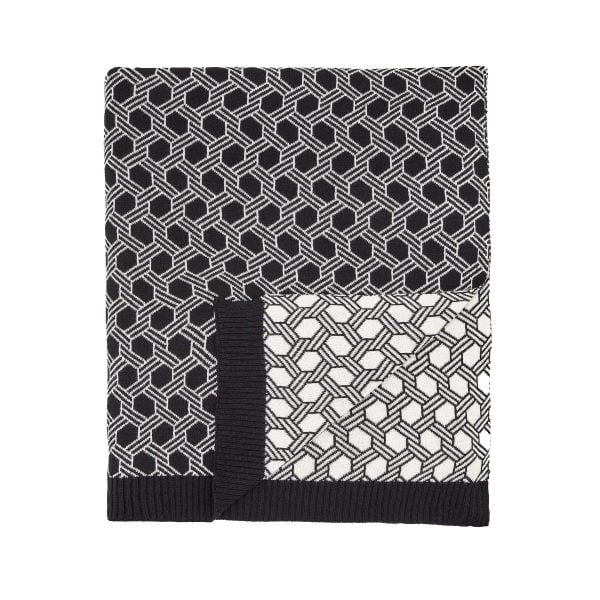 Ted Baker Geo Knitted Knitted Throw BlackNatural | Bed Sava