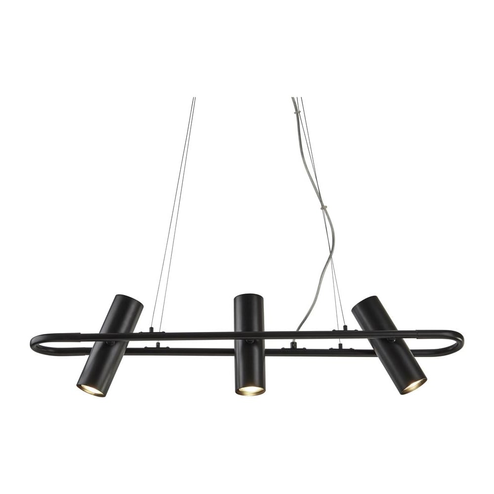 Telescope 3 Light Cylinder Shape Pendant Light In Black