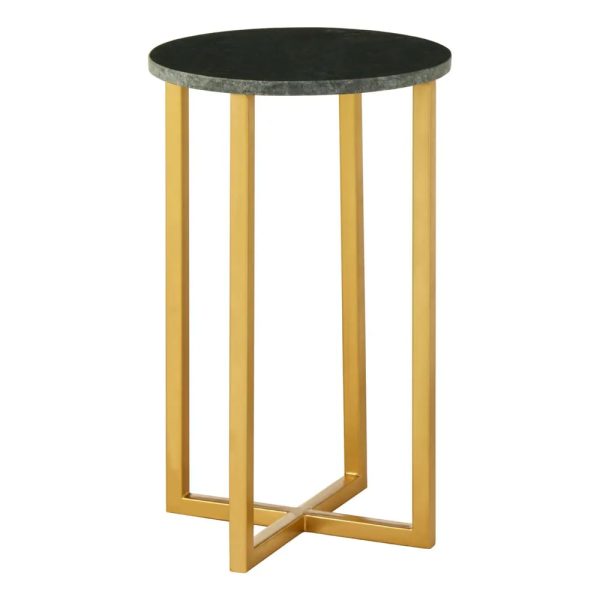 Telluride Green Marble Top Side Table With Gold Frame | Bed Sava