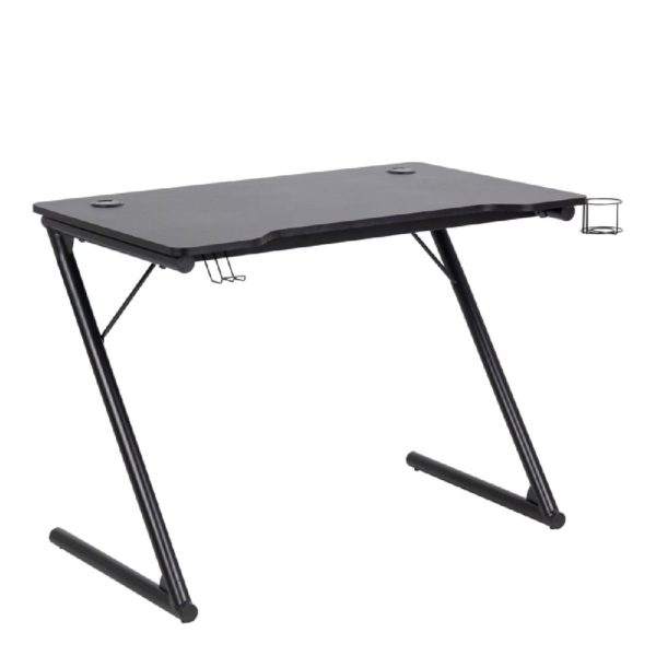 Tempe Wooden Gaming Desk With Metal Frame In Black | Bed Sava