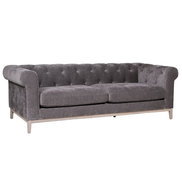 Texarkana Fabric 3 Seater Sofa With Oak Legs In Dark Grey | Bed Sava
