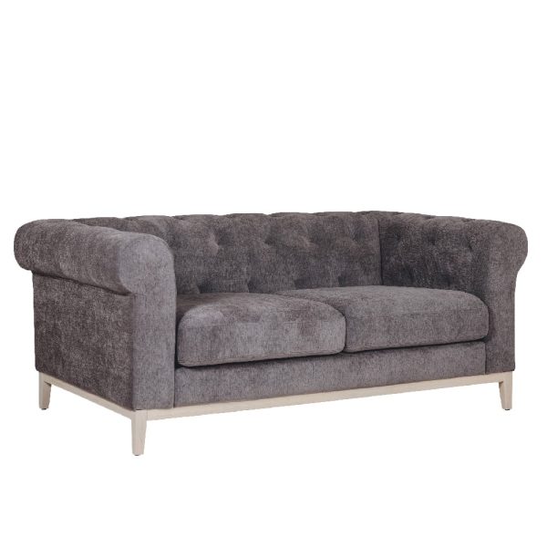 Texarkana Fabric 2 Seater Sofa With Oak Legs In Dark Grey | Bed Sava