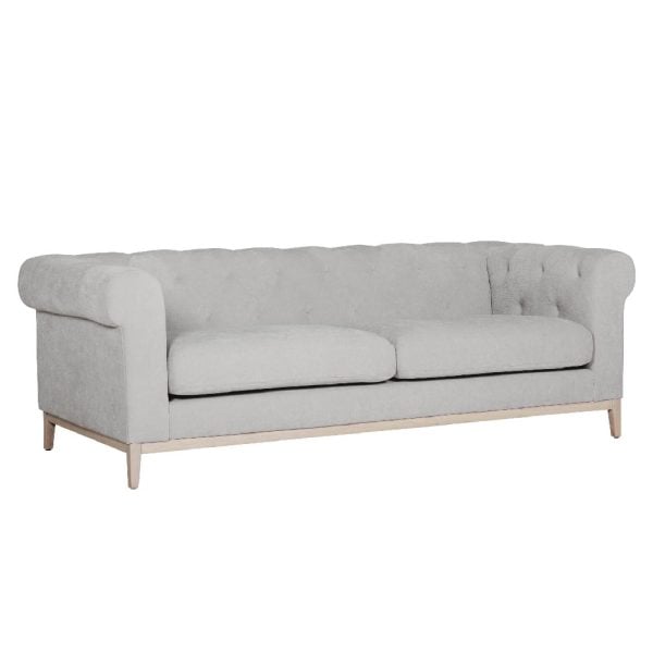 Texarkana Fabric 3 Seater Sofa With Oak Legs In Natural | Bed Sava