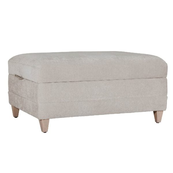 Texarkana Fabric Storage Ottoman With Oak Legs In Natural | Bed Sava