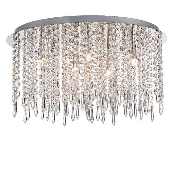 Thornton 9 Light Crystal Shade Flush Light In Chrome | Bed Sava