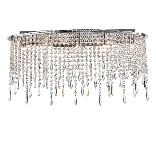 Thornton 5 Light Crystal Shade Flush Light In Chrome | Bed Sava