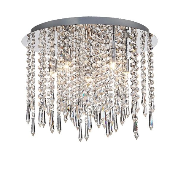Thornton 4 Light Crystal Shade Flush Light In Chrome | Bed Sava
