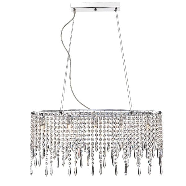 Thornton 5 Light Crystal Shade Pendant Light In Chrome | Bed Sava