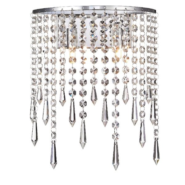 Thornton 2 Light Crystal Shade Wall Light In Chrome | Bed Sava