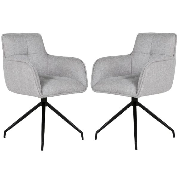 Thornville Natural Fabric Dining Chairs With Black Legs In Pair | Bed Sava