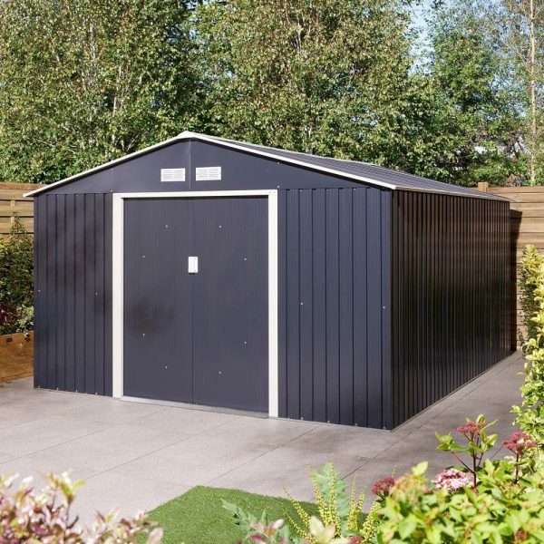 Thorpe Metal Garden Apex Shed Foundation Kit In Dark Grey 10×12 | Bed Sava