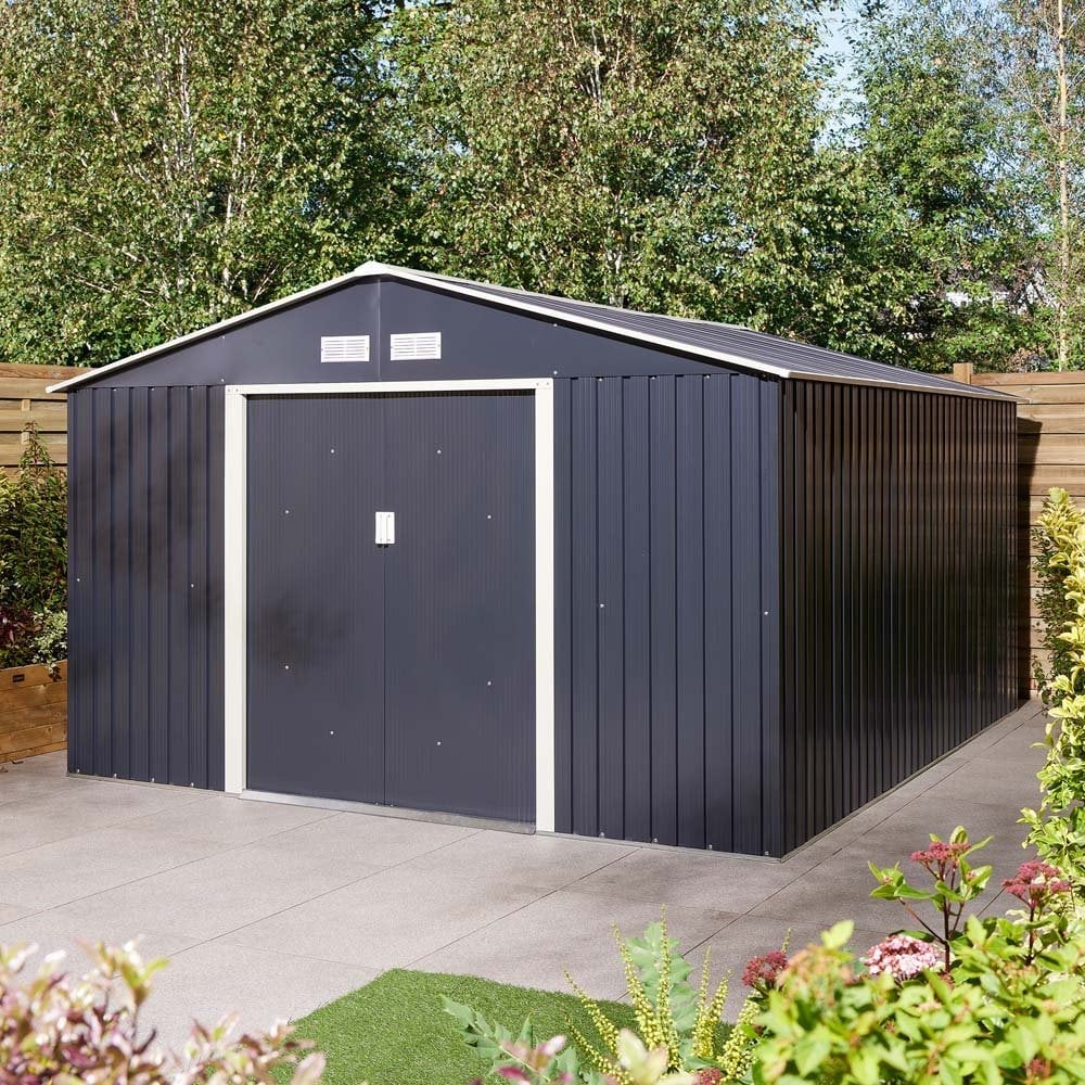 Thorpe Metal Garden Apex Shed Foundation Kit In Dark Grey 10x12