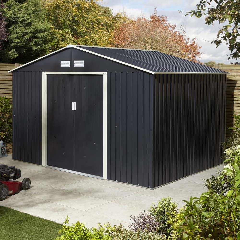 Thorpe Metal Garden Apex Shed Foundation Kit In Dark Grey 10x8