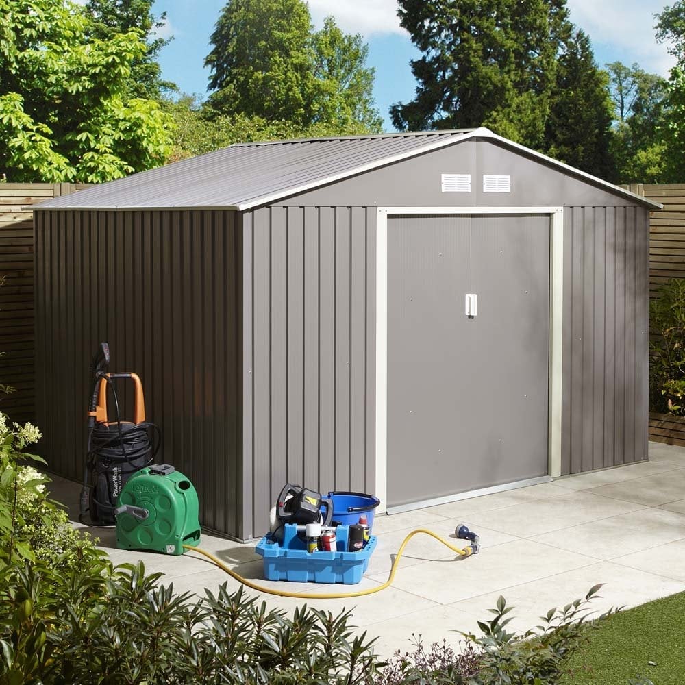 Thorpe Metal Garden Apex Shed Foundation Kit In Light Grey 10x8