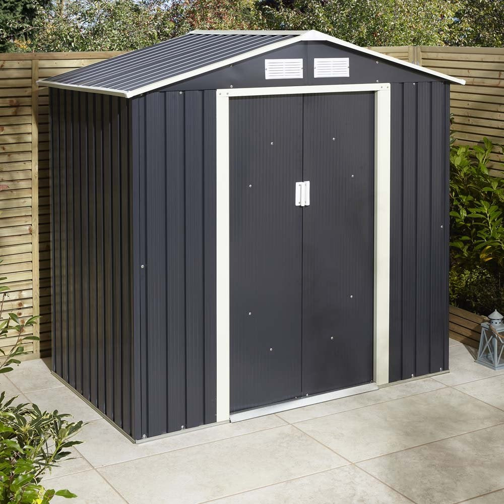 Thorpe Metal Garden Apex Shed Foundation Kit In Dark Grey 6x4