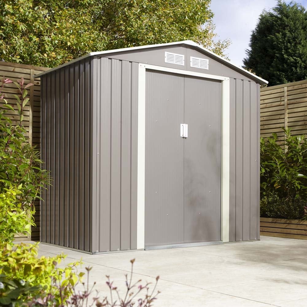 Thorpe Metal Garden Apex Shed Foundation Kit In Light Grey 6x4