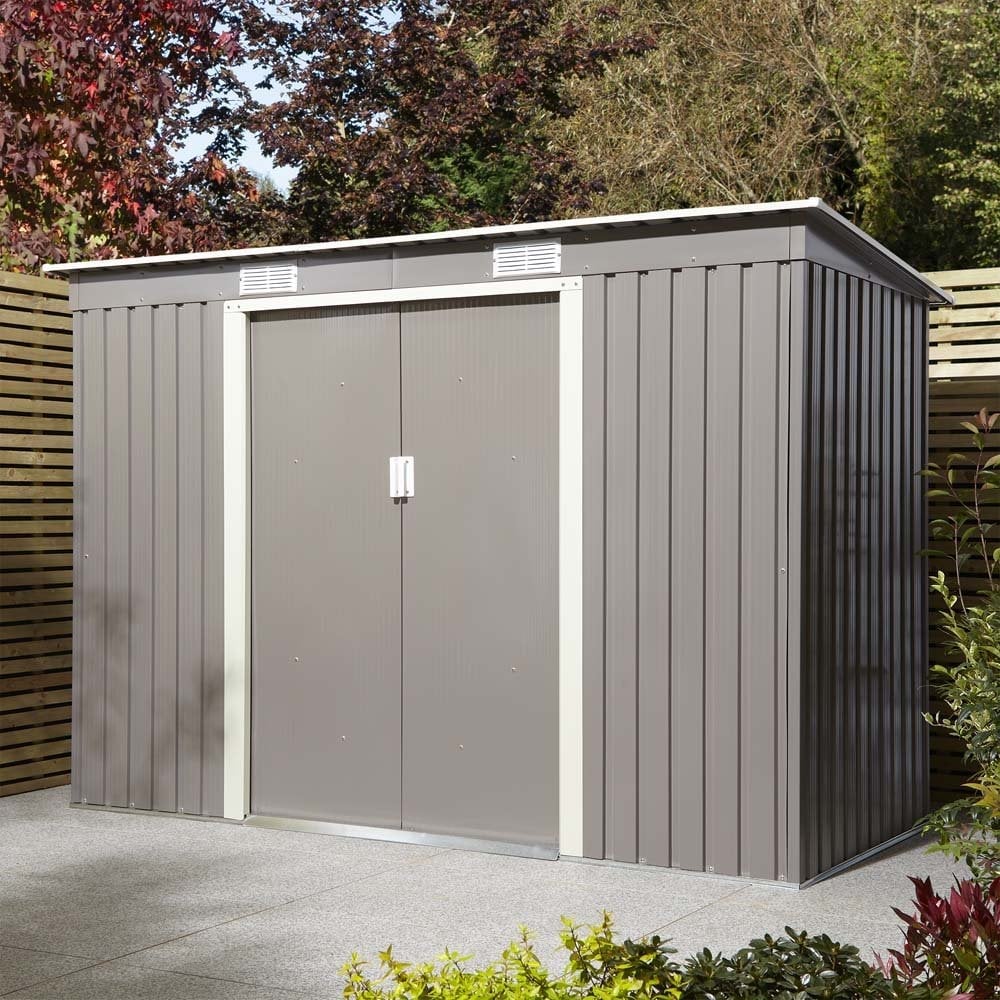 Thorpe Metal Garden Pent Shed Foundation Kit In Light Grey 8x4