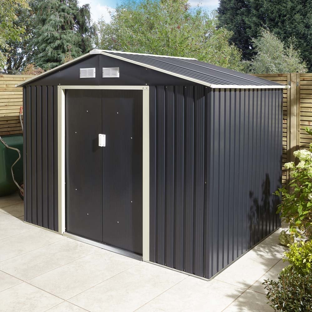 Thorpe Metal Garden Pent Shed Foundation Kit In Dark Grey 8x6