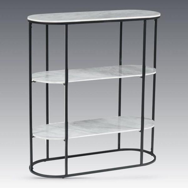 Tifton Sintered Stone Bookcase With 2 Shelves In Boya Grey | Bed Sava