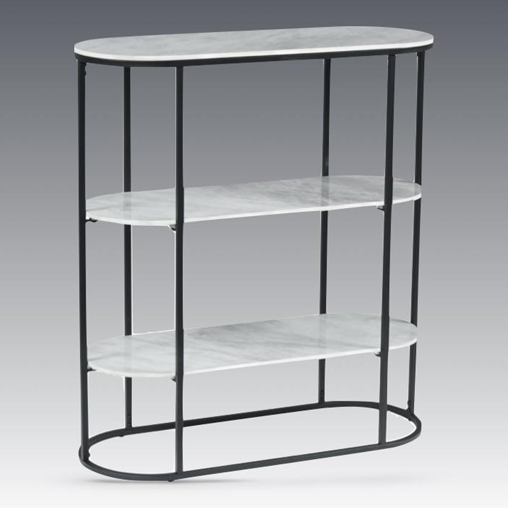 Tifton Sintered Stone Bookcase With 2 Shelves In Boya Grey