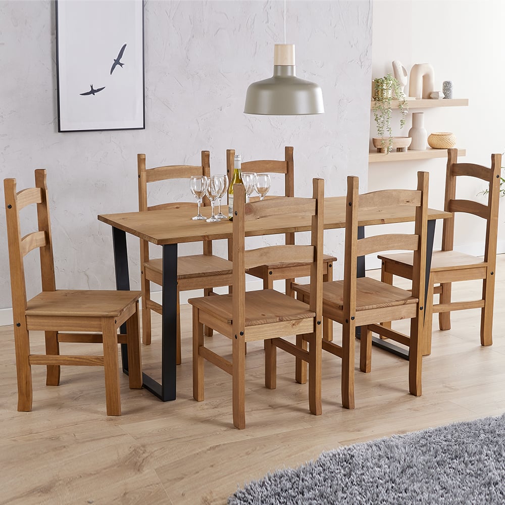 Tilston Large Wooden Dining Table With 6 Chairs In Oak