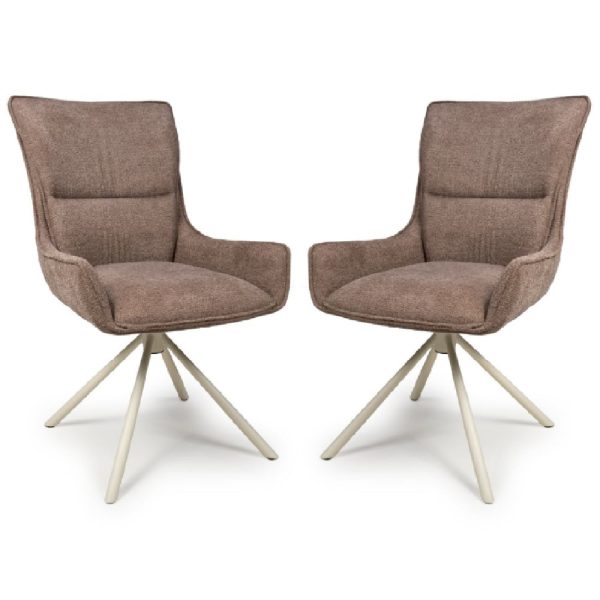 Tirana Coffee Fabric Dining Chairs In Pair | Bed Sava