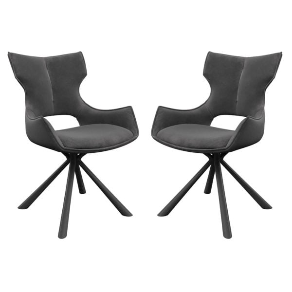 Tirana Grey Velvet Dining Chairs In Pair | Bed Sava