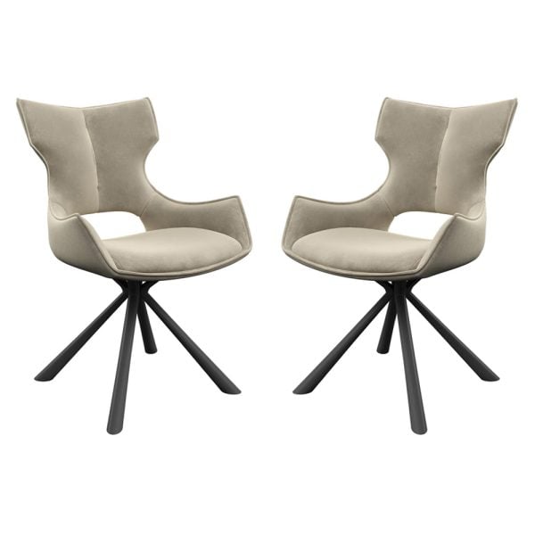 Tirana Mink Velvet Dining Chairs In Pair | Bed Sava