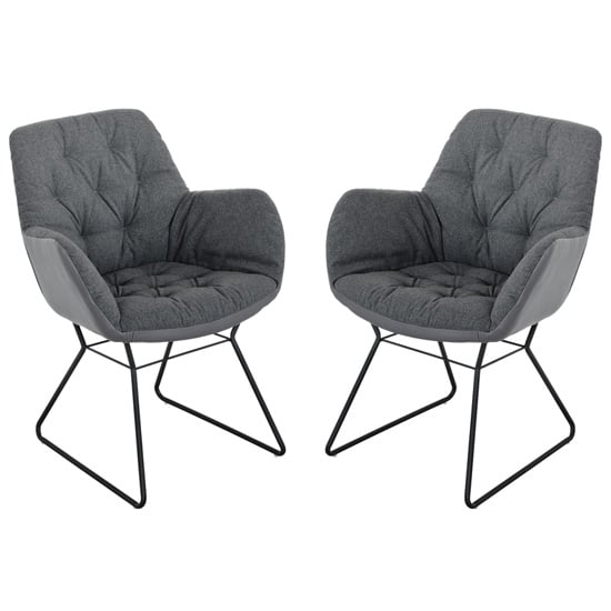Titania Grey Two Tone Faux Leather Dining Chairs In Pair