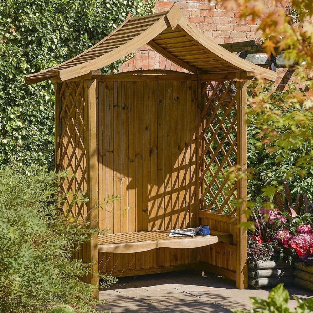 Titchwell Wooden Garden Arbour In Natural