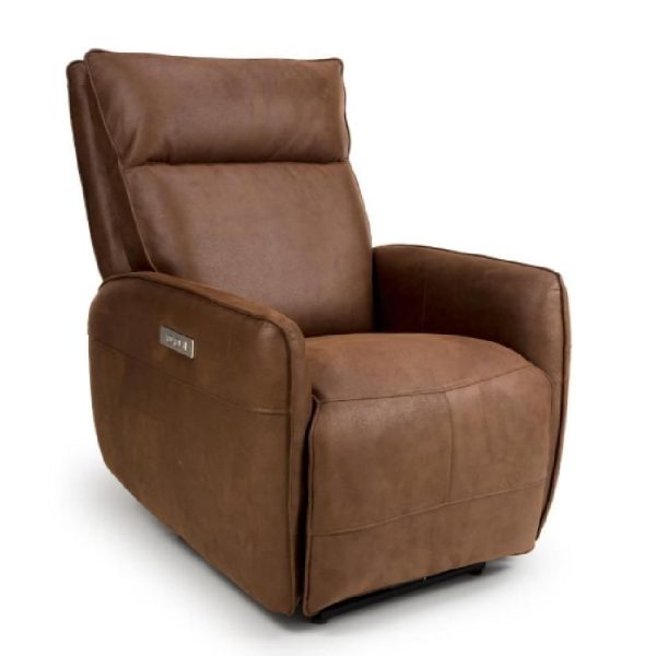 Tooele Leather Recliner 1 Seater Sofa In Brown | Bed Sava