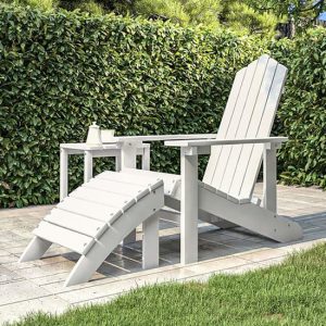 Troy Garden HDPE Armchair With Footstool In White | Bed Sava