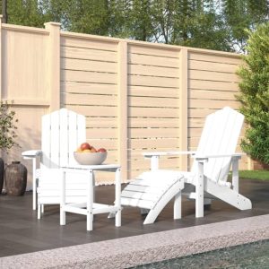 Troy Garden HDPE Armchairs With Footstool And Table In White | Bed Sava