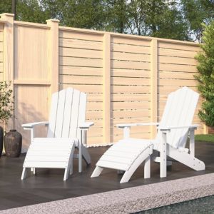 Troy Garden HDPE White Armchairs With Footstools In Pair | Bed Sava