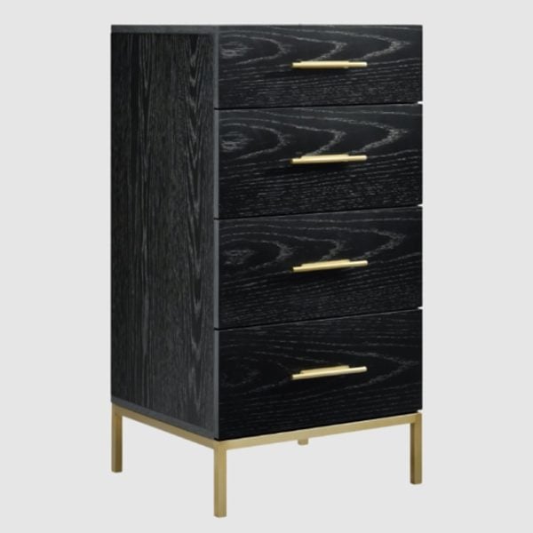 Tulare Tall Wooden Chest Of 4 Drawers In Wenge | Bed Sava