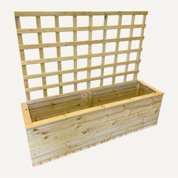 Tulare Wooden Garden Planter With Trellis In Natural | Bed Sava