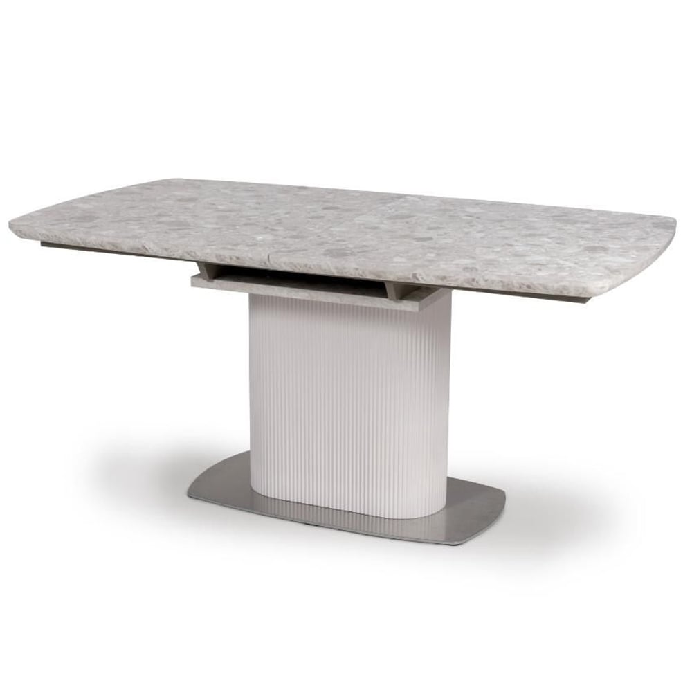Tupelo Small Wooden Extending Dining Table In White Marble Effect
