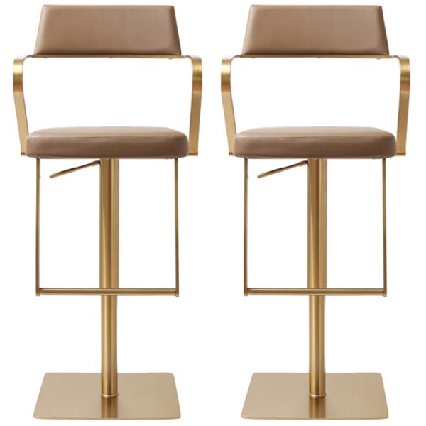 Turlock Mocha Leather Bar Stools In Pair | Bed Sava