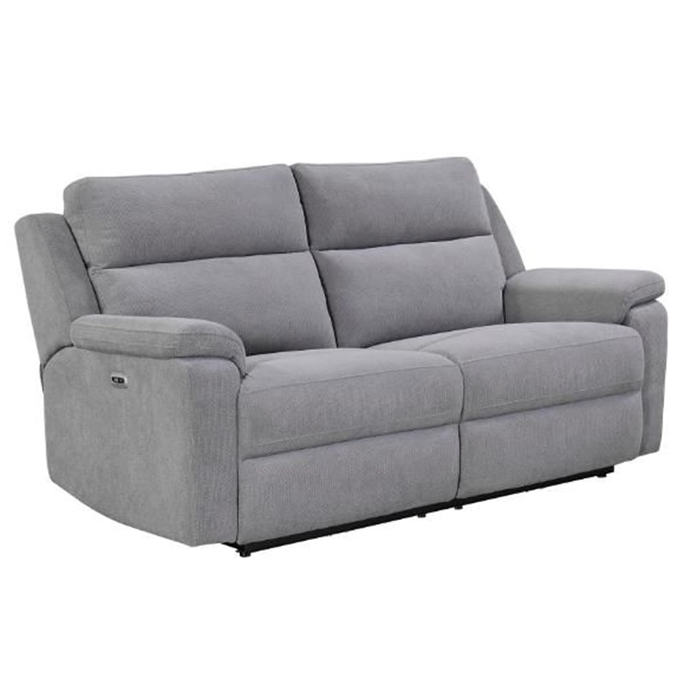 Tyrone Fabric Electric Recliner 3 Seater Sofa In Stone